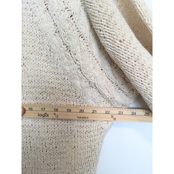 KAREN PERRY Silk Sweater Womens Size S Ivory Knit Oversize Tunic Neutral Heavy - Picture 6 of 9